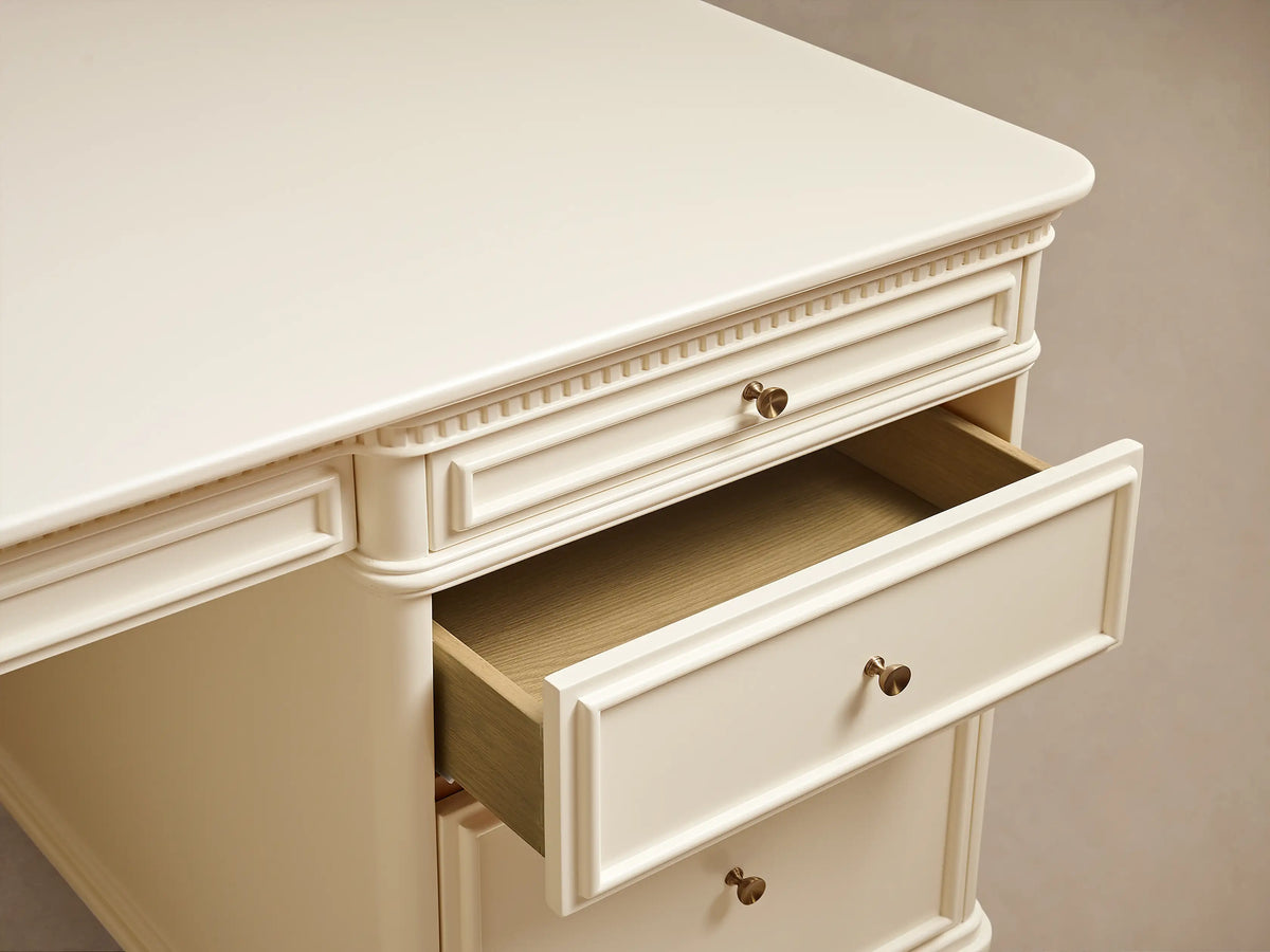 Carlisle Executive Desk with Storage Drawers and Shelving in Birch or White Oak