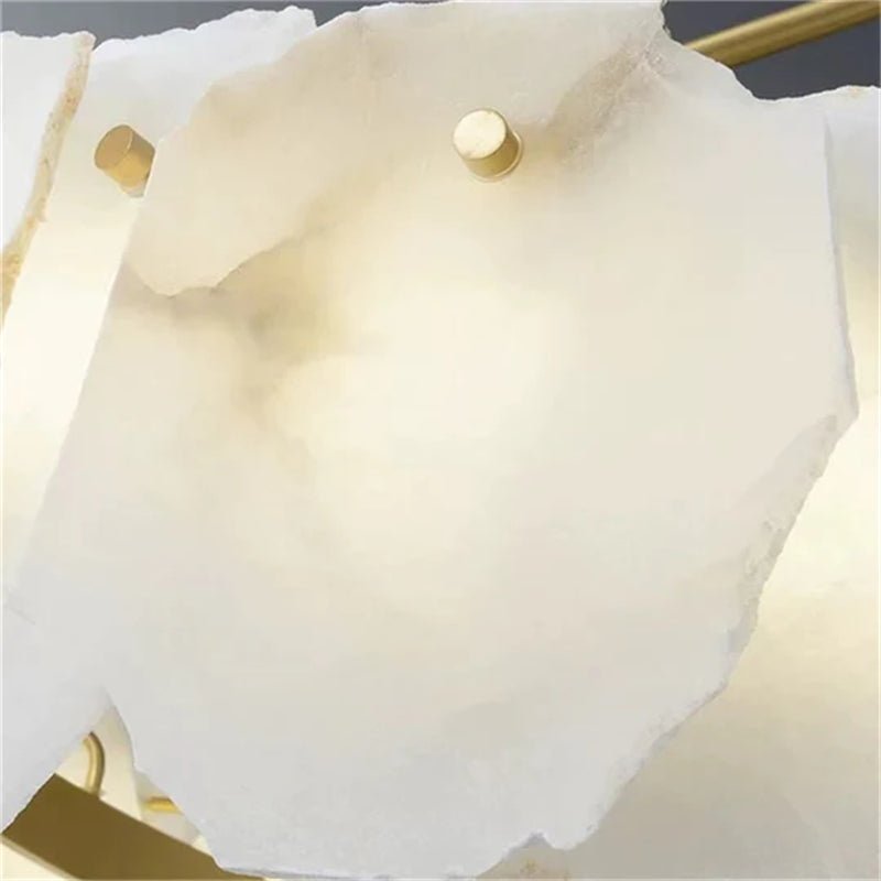 Carlos Alabaster Modern Snowflake Linear Chandelier Over Dining Table - casivra