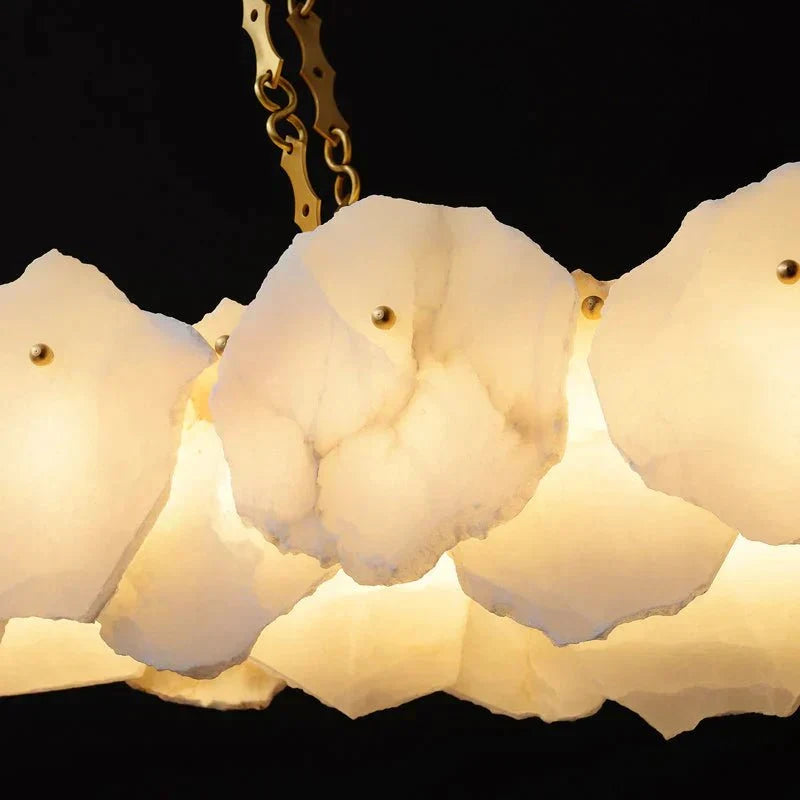 Carlos Alabaster Modern Snowflake Linear Chandelier with Chain - casivra