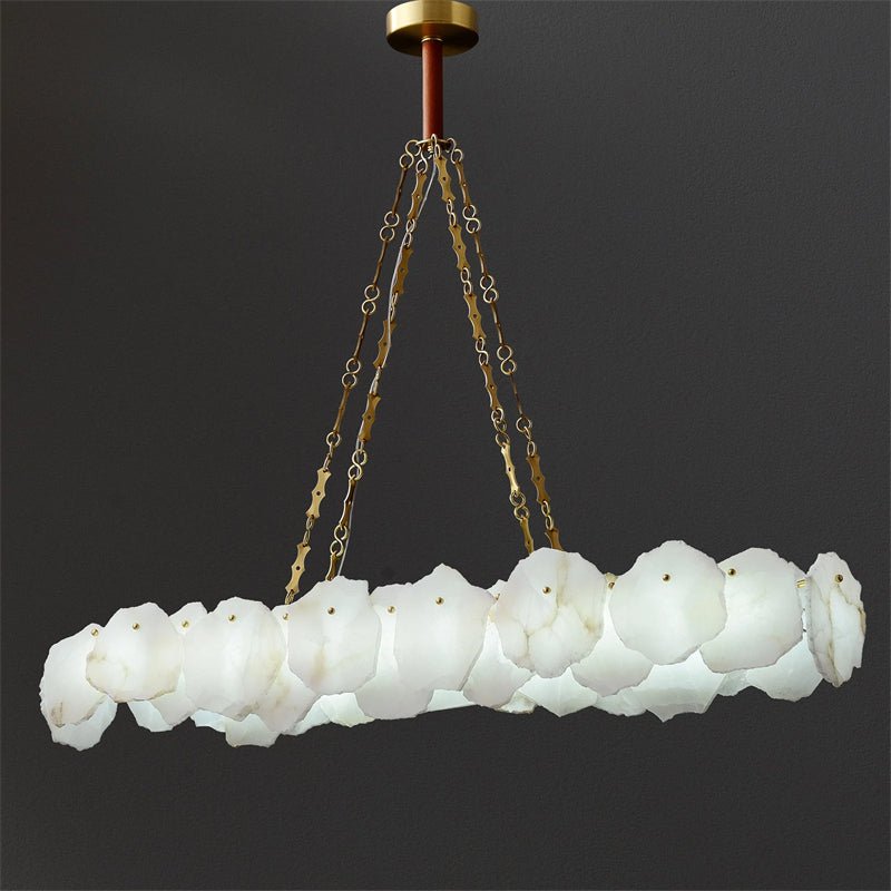 Carlos Alabaster Modern Snowflake Linear Chandelier with Chain - casivra