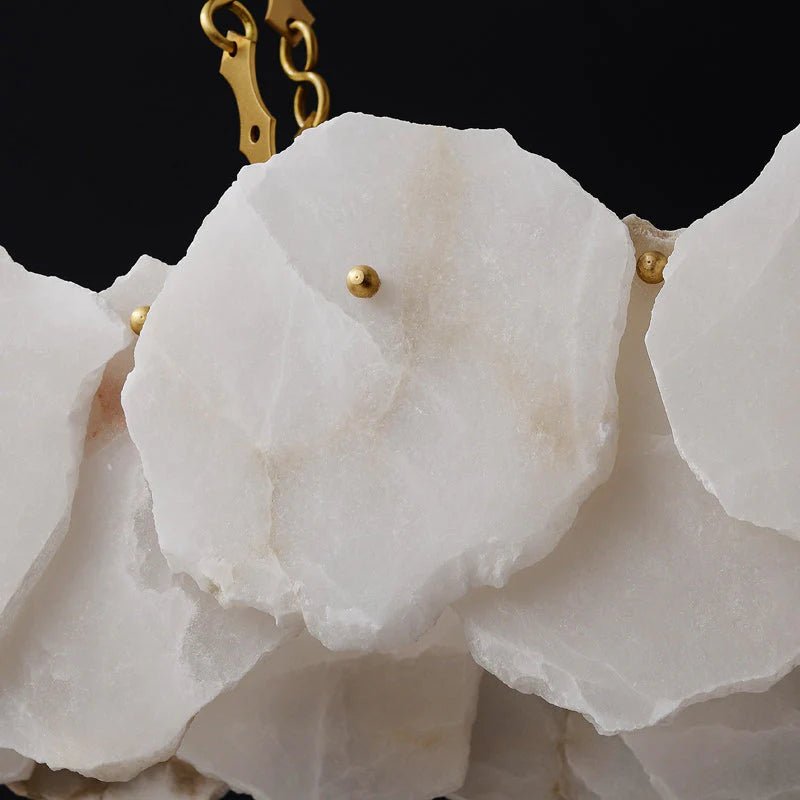 Carlos Alabaster Modern Snowflake Linear Chandelier with Chain - casivra