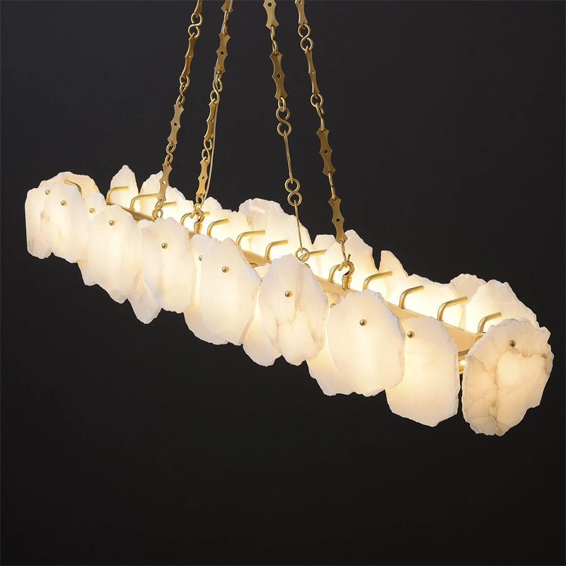 Carlos Alabaster Modern Snowflake Linear Chandelier with Chain - casivra