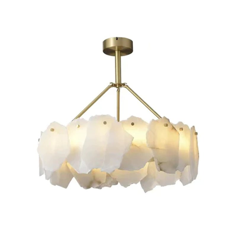 Carlos Alabaster Modern Snowflake Round Chandelier - D17.8"casivra