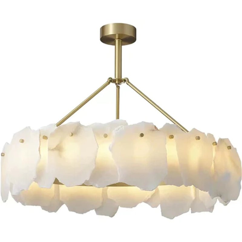 Carlos Alabaster Modern Snowflake Round Chandelier - D31.5"casivra