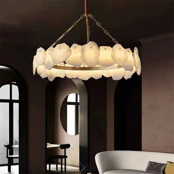 Carlos Alabaster Modern Snowflake Round Chandelier - D17.8"casivra
