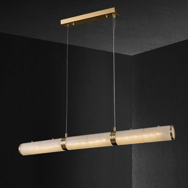 Caroline Alabaster Modern Art Linear Chandelier Lighting - Small: 39.37" Lcasivra