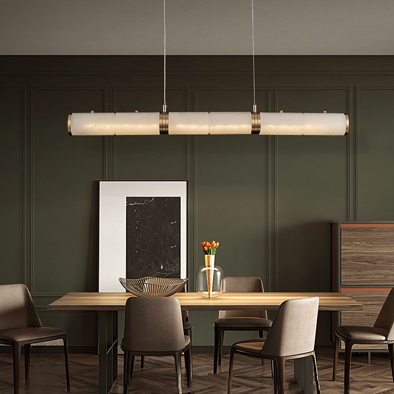 Caroline Alabaster Modern Art Linear Chandelier Lighting - Small: 39.37" Lcasivra