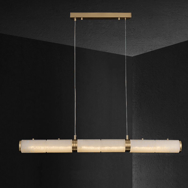 Caroline Alabaster Modern Art Linear Chandelier Lighting - Small: 39.37" Lcasivra