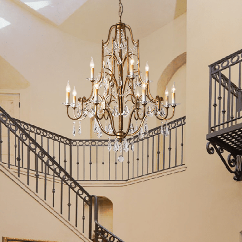 Caspian Vintage Candle Art Brass Chandelier For Living Room-chandeliers for dining room,chandeliers for stairways,chandeliers for foyer,chandeliers for bedrooms,chandeliers for kitchen,chandeliers for living room-casivra-casivra