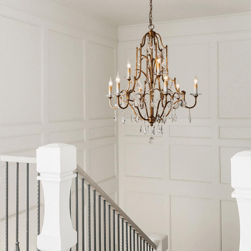 Caspian Vintage Candle Art Brass Chandelier For Living Room-chandeliers for dining room,chandeliers for stairways,chandeliers for foyer,chandeliers for bedrooms,chandeliers for kitchen,chandeliers for living room-casivra-casivra