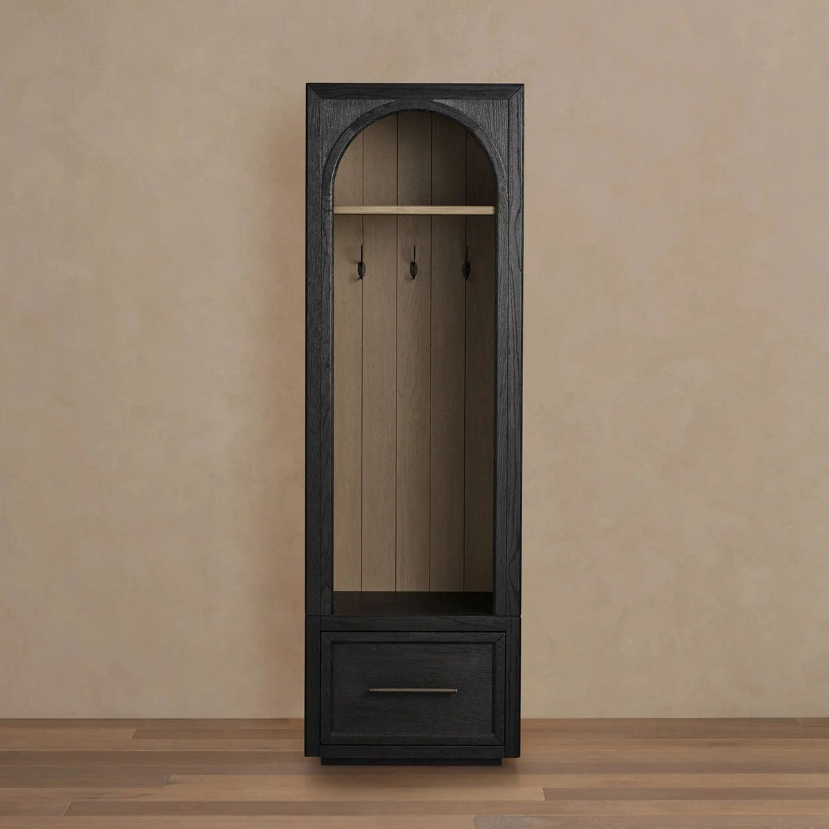 Hattie Oak Wood Entryway Cabinet Storage Tall Cabinet With Hooks