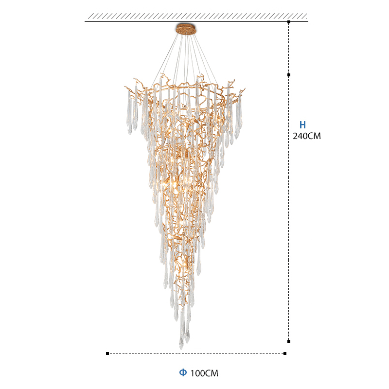 Cecily Crystal Branch Chandelier H 94.49" - casivra