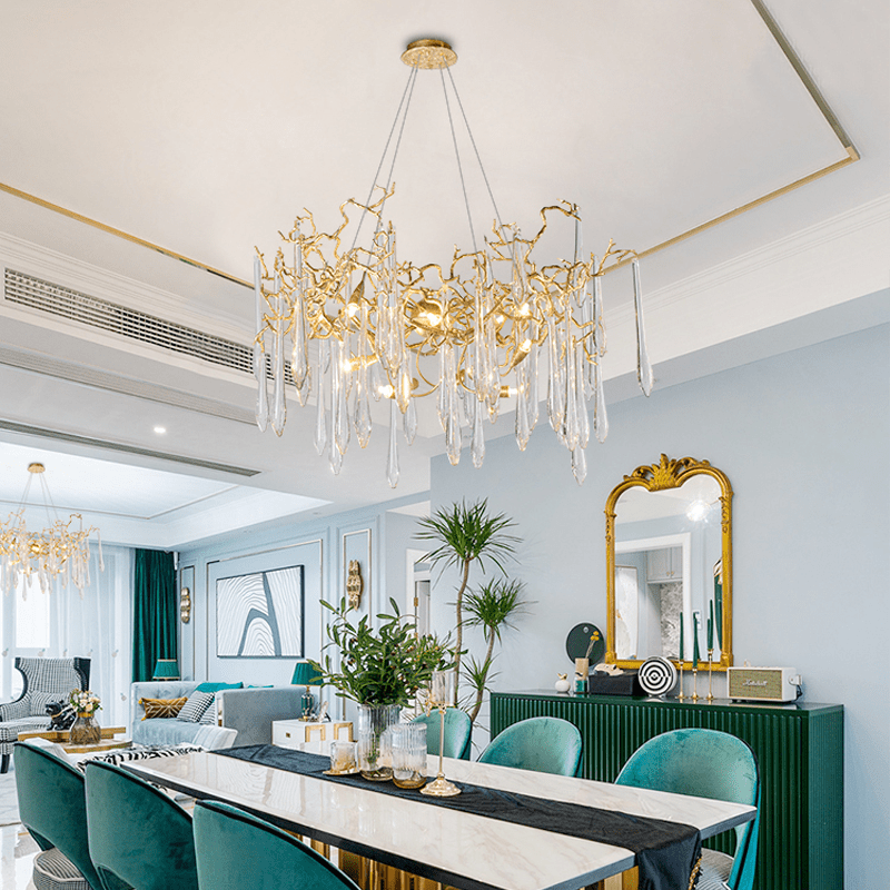 Cecily Modern Crystal Branch Chandelier - 23.62“ diamcasivra