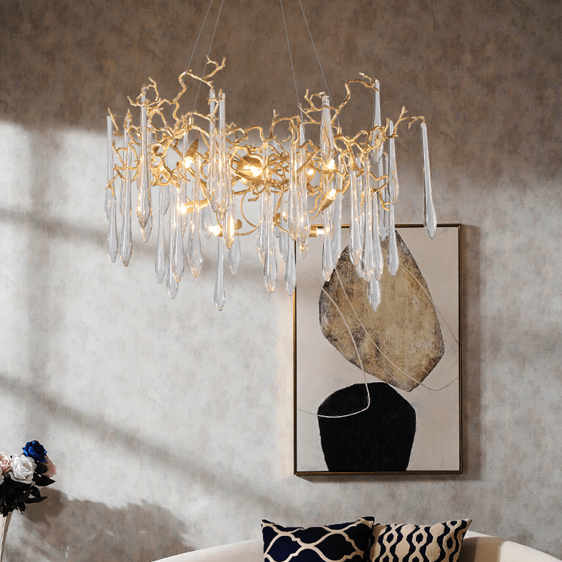 Cecily Modern Crystal Branch Chandelier - 23.62“ diamcasivra
