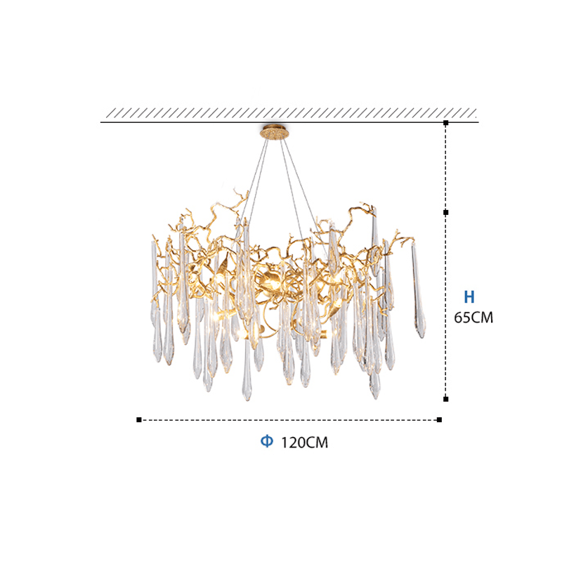 Cecily Modern Crystal Branch Chandelier - 23.62“ diamcasivra