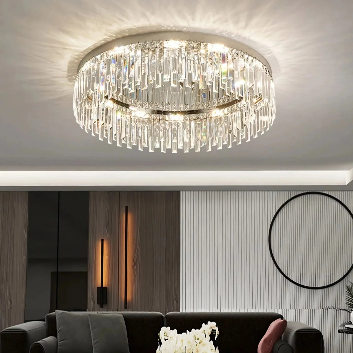 buyGio Clear Crystal Flush Mount Ceiling Light - Morsale