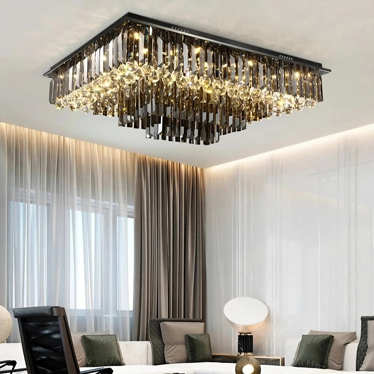 buyGio Large Crystal Flush Mount, 35–47" - Morsale