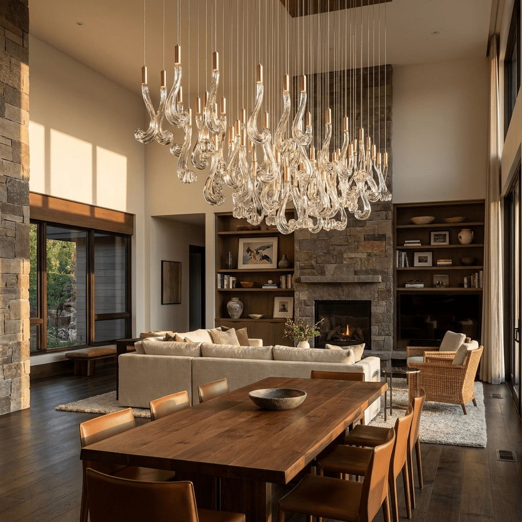 Celestia LED Glass Rain Chandelier - L 59.1″ × W 19.7″ × H 47.2″Gold & ClearWarm Lightcasivra