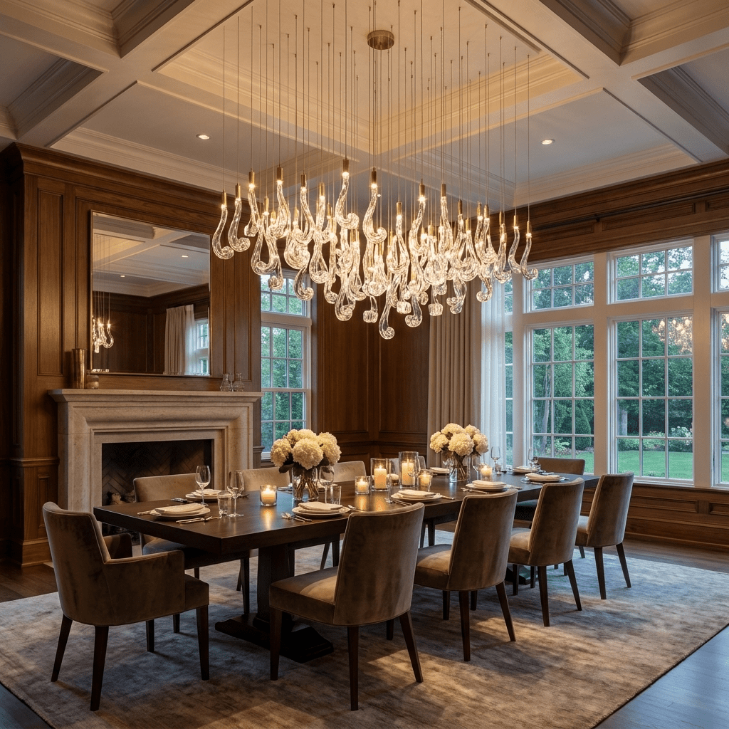 Celestia LED Glass Rain Chandelier - L 47.2″ × W 13.8″ × H 39.4″Gold & ClearWarm Lightcasivra