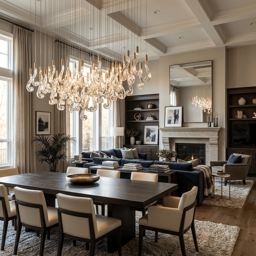 Celestia LED Glass Rain Chandelier - L 59.1″ × W 19.7″ × H 47.2″Gold & ClearWarm Lightcasivra