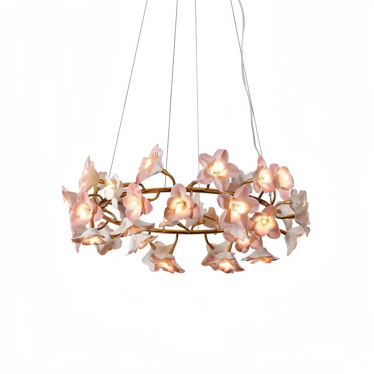 Ceramic Blossom Flower Round Bedroom Chandelier - casivra