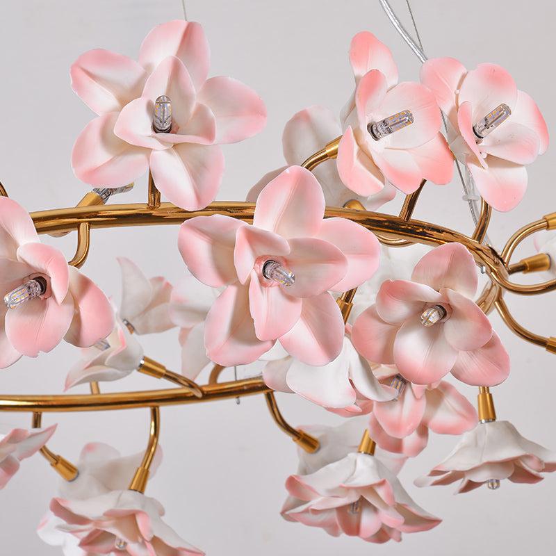 Ceramic Blossom Flower Round Bedroom Chandelier - casivra