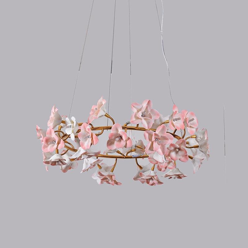 Ceramic Blossom Flower Round Bedroom Chandelier - casivra