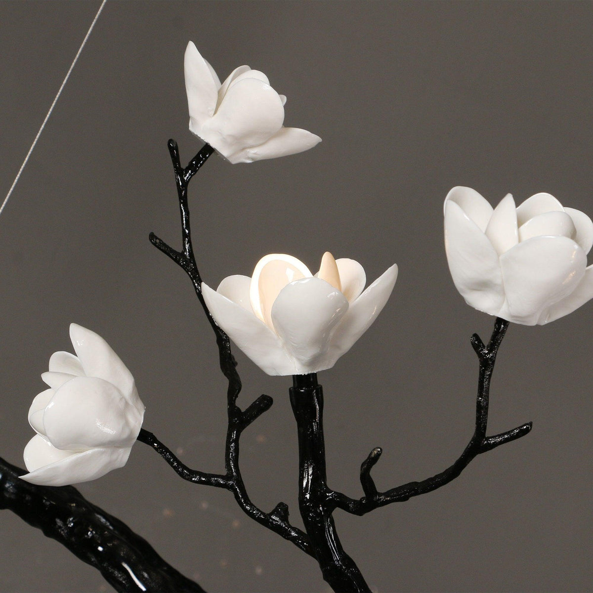 Ceramic Flower Chandelier - L 108″ x W 35.4″ x H 49.2″ / L 275cm x W 90cm x H 125cmBrass stained blackcasivra
