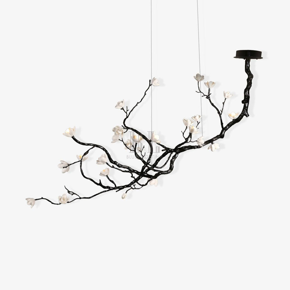 Ceramic Flower Chandelier - L 72.8″ x W 35.4″ x H 49.2″ / L 185cm x W 90cm x H 125cmBrass stained blackcasivra