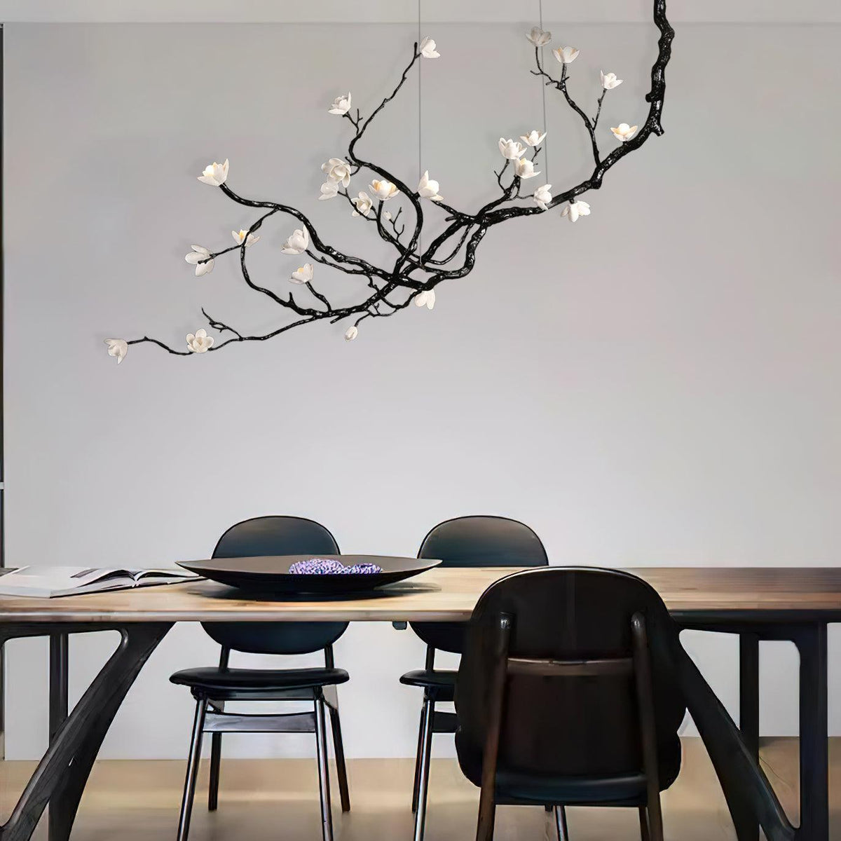 Ceramic Flower Chandelier - L 72.8″ x W 35.4″ x H 49.2″ / L 185cm x W 90cm x H 125cmBrass stained blackcasivra