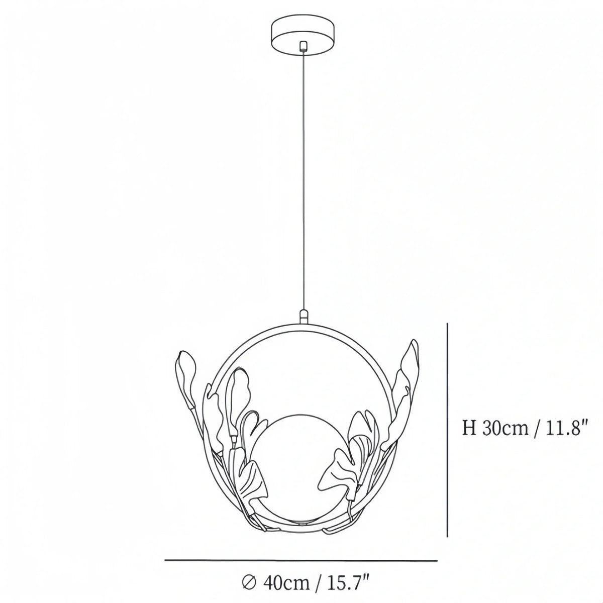Ceramic Gingko Pendant Lamp - Model A ∅ 15.7″ X H 11.8″ / Dia 40cm X H 30cmcasivra