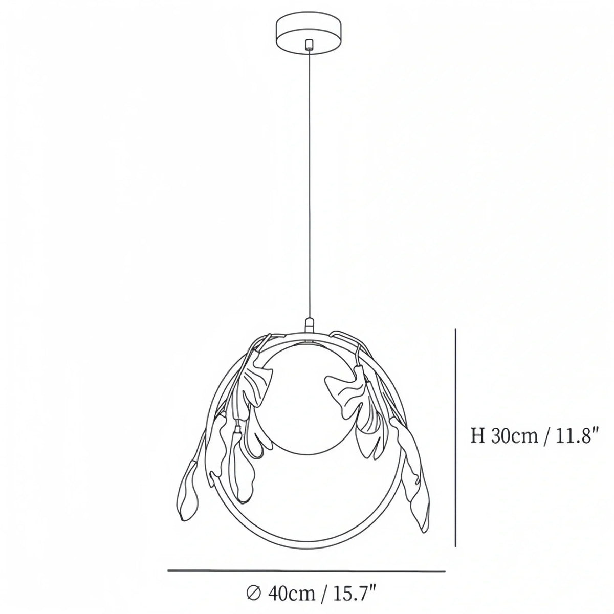 Ceramic Gingko Pendant Lamp - Model A ∅ 15.7″ X H 11.8″ / Dia 40cm X H 30cmcasivra