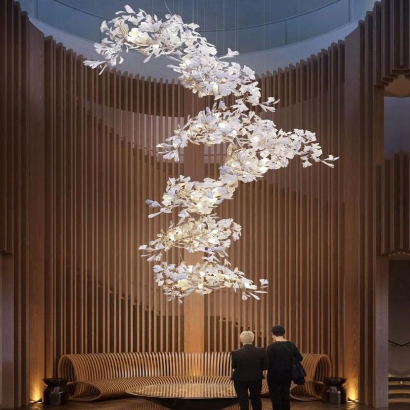 Ceramic Ginkgo Branch Chandelier Light - 60" Lcasivra