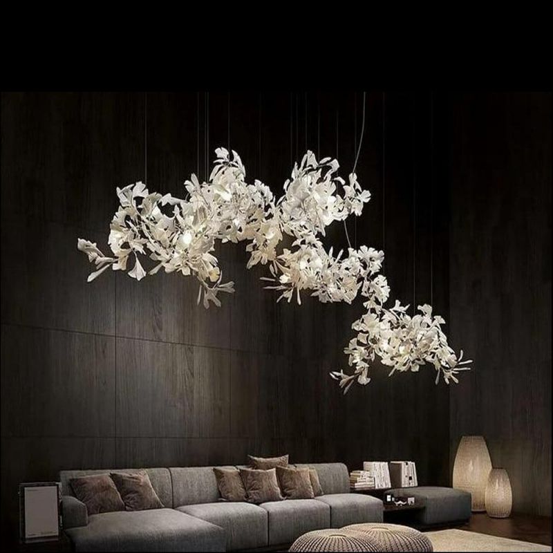 Ceramic Ginkgo Branch Chandelier Light - 60" Lcasivra