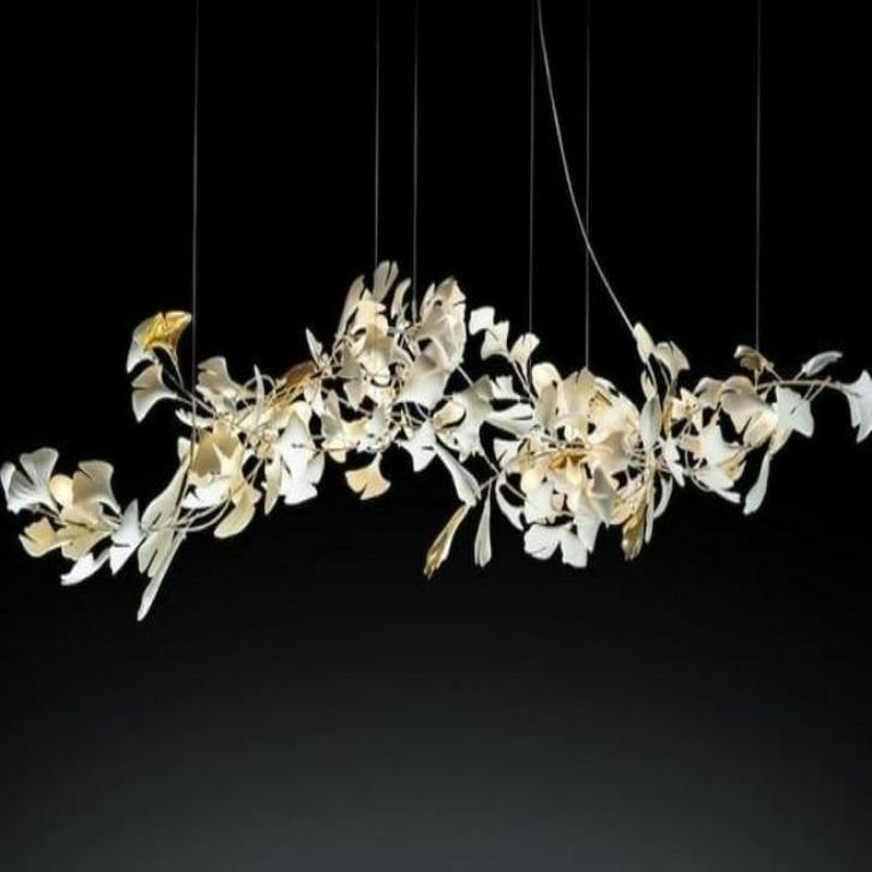 Ceramic Ginkgo Branch Chandelier Light - 60" Lcasivra