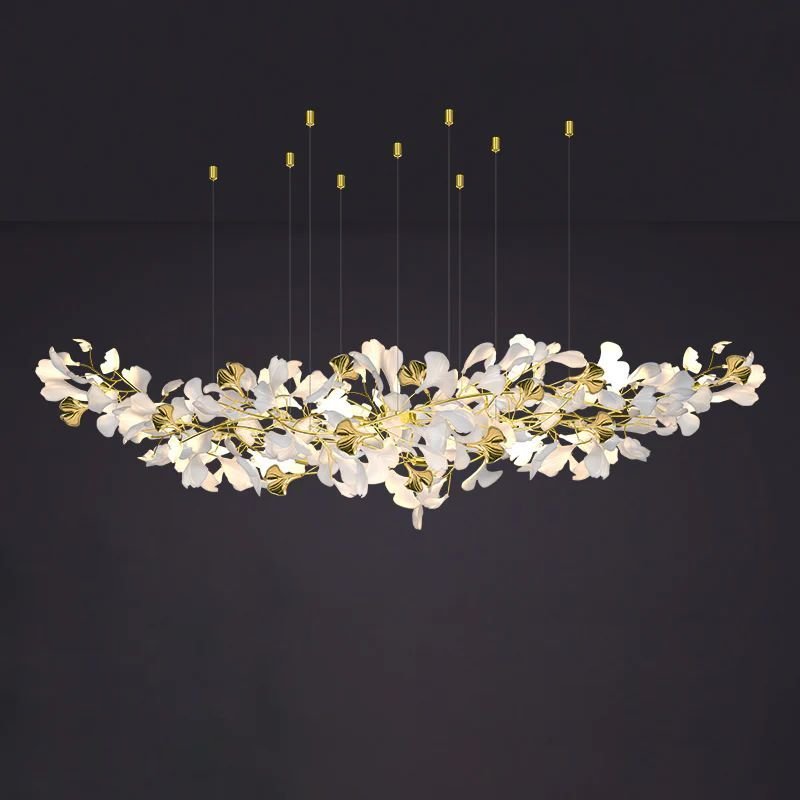Ceramic Ginkgo Branch Chandelier Light - 60" Lcasivra