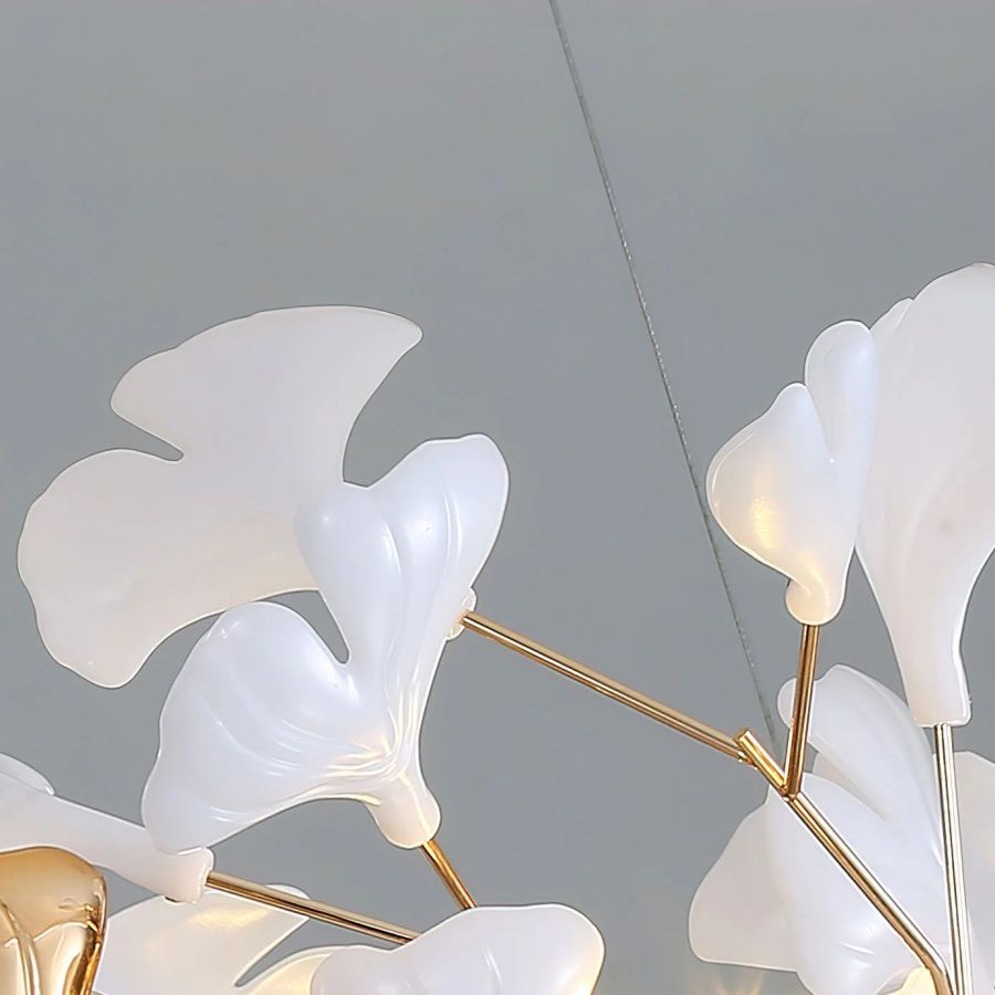Ceramic Ginkgo Cascading Chandelier - 79"HAll white leavescasivra