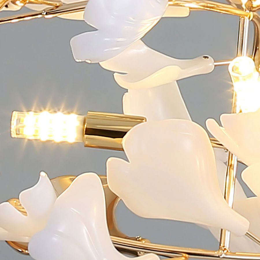 Ceramic Ginkgo Cascading Chandelier - 79"HAll white leavescasivra