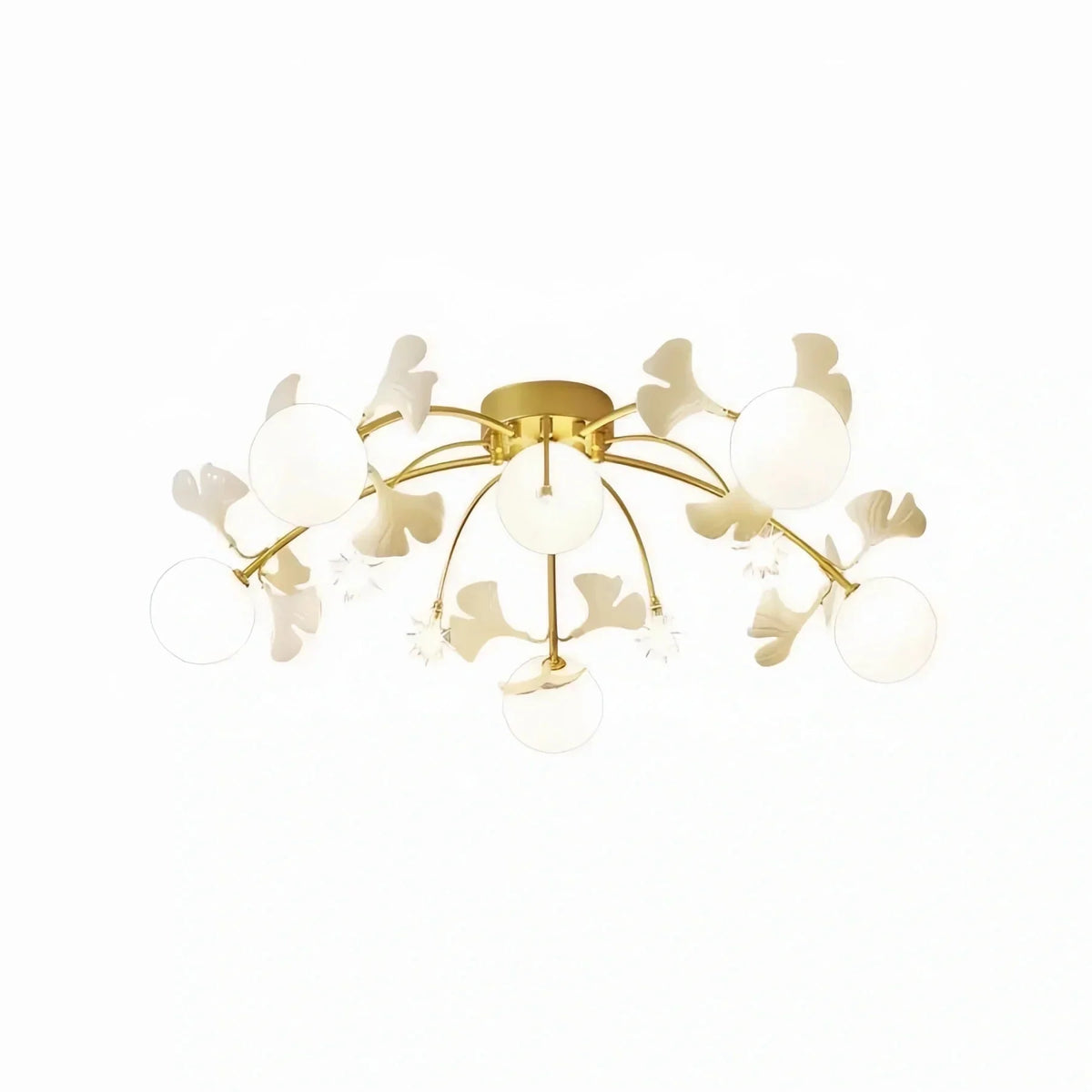 Ceramic Ginkgo Glass Ceiling Lamp - 6+5 Heads 39.4"X H 11.8"casivra