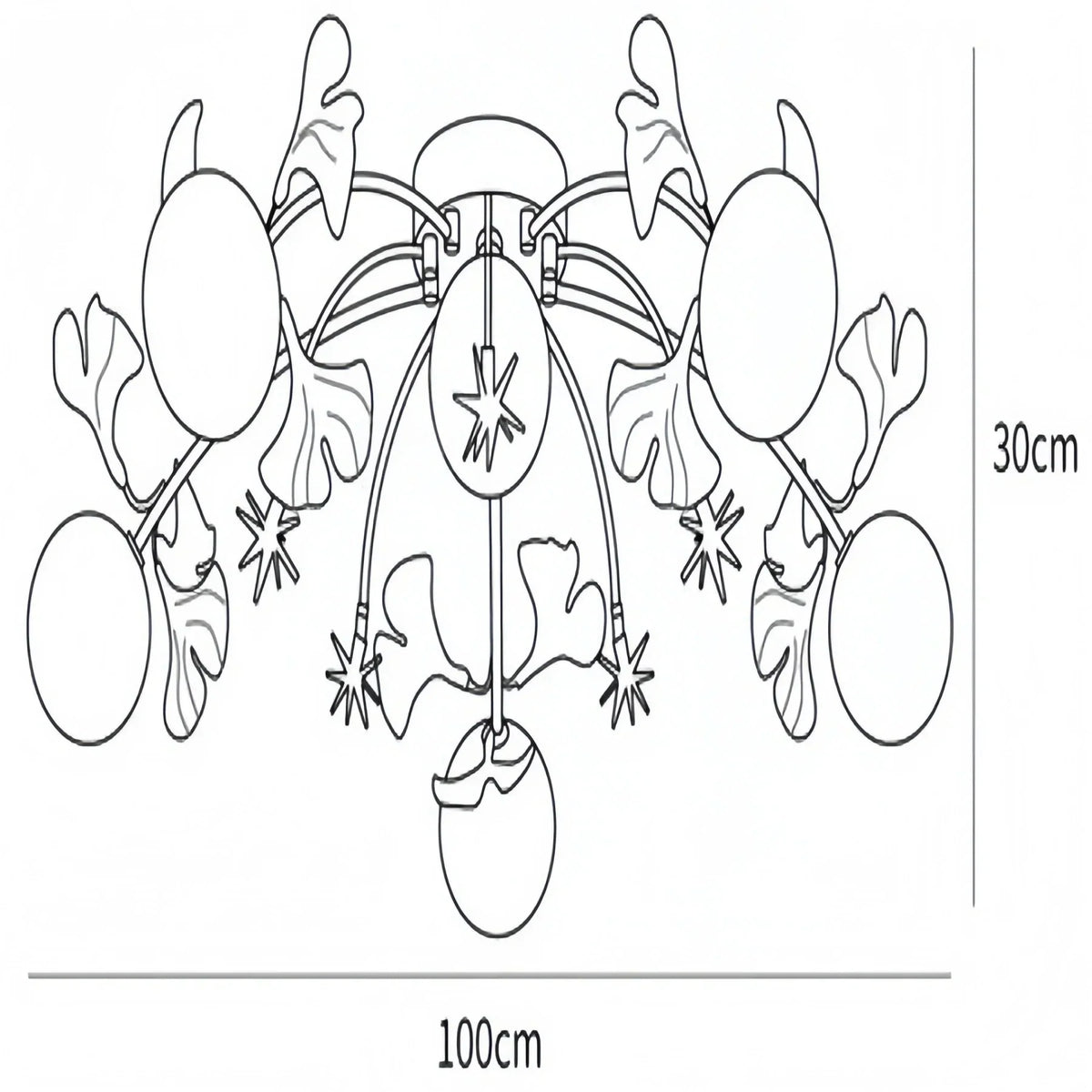 Ceramic Ginkgo Glass Ceiling Lamp - 6+5 Heads 39.4"X H 11.8"casivra