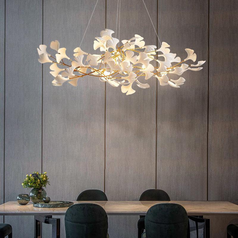 Ceramic Petal Modern Linear Branch Chandelier - 39.4" Lcasivra