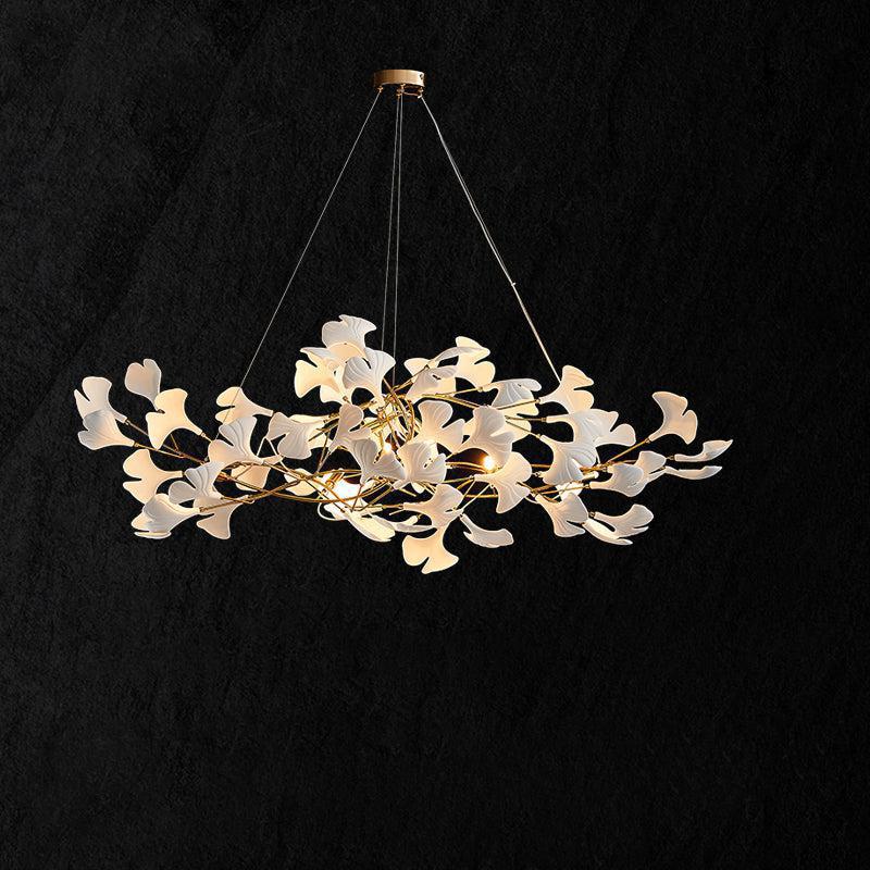 Ceramic Petal Modern Linear Branch Chandelier - 39.4" Lcasivra