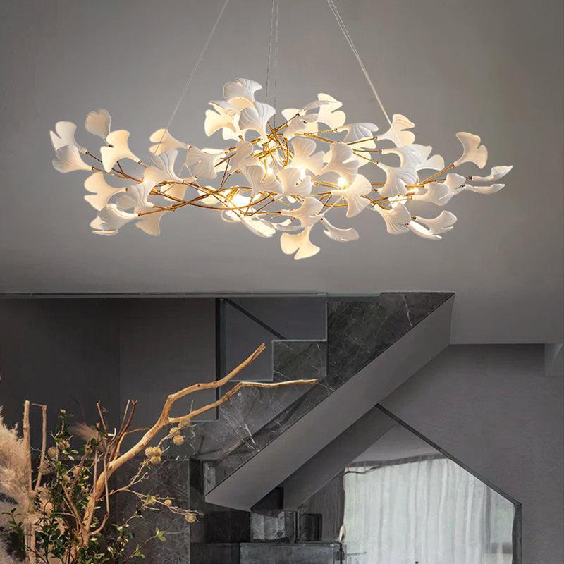 Ceramic Petal Modern Linear Branch Chandelier - 39.4" Lcasivra