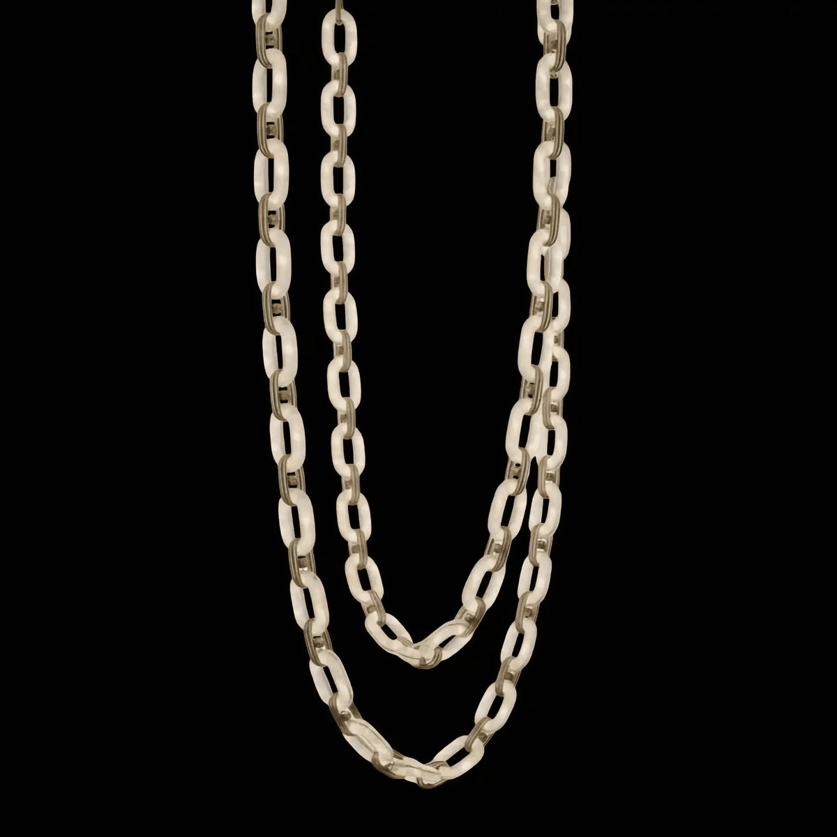 Chain Alabaster Link Chandelier - ∅ 19.7″ x H 59.1″Gold & Whitecasivra