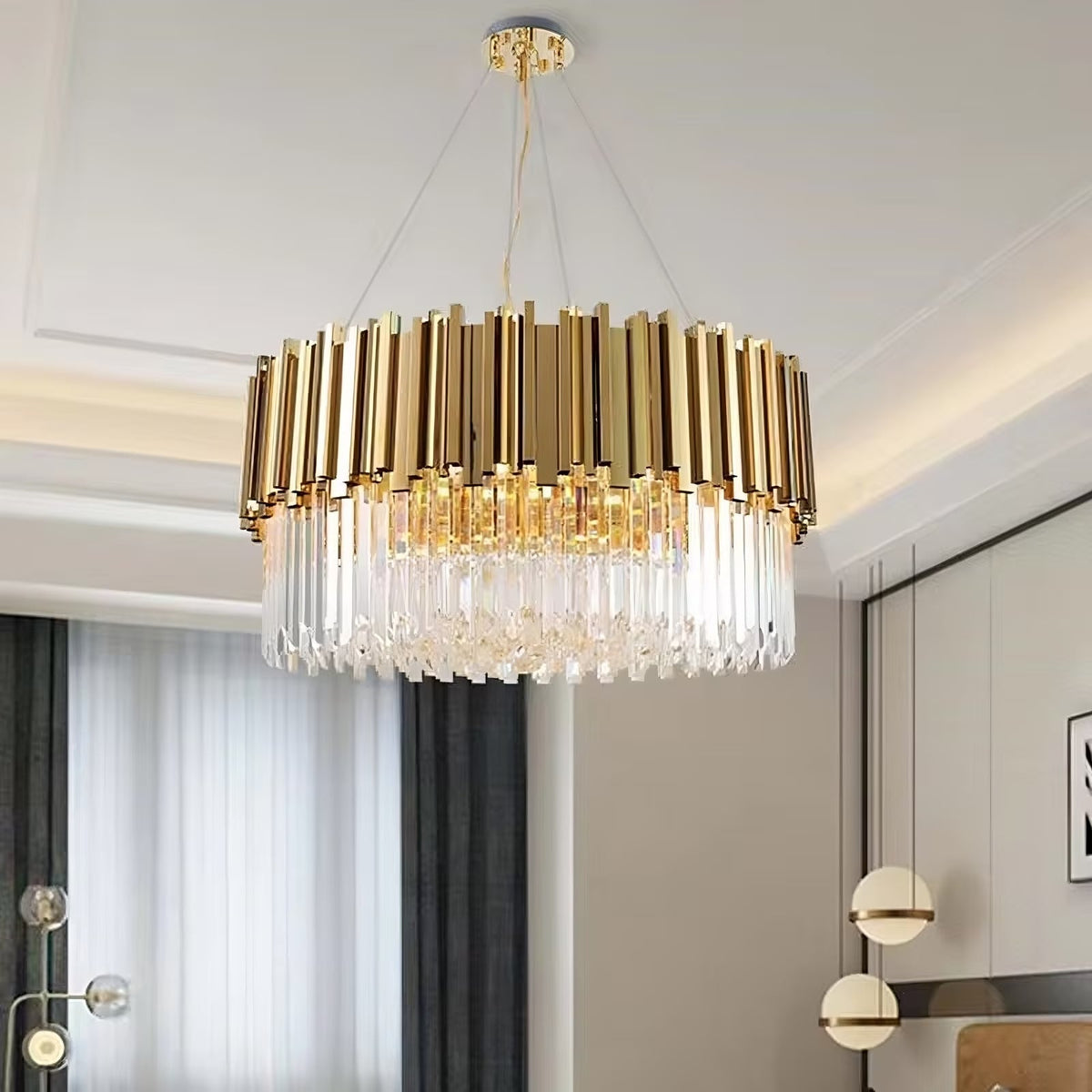buyGio Gold & Chrome Crystal Chandelier - Morsale