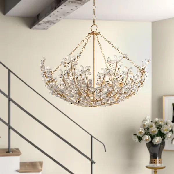 Cherish 6 Lights Round Chandelier - Goldcasivra