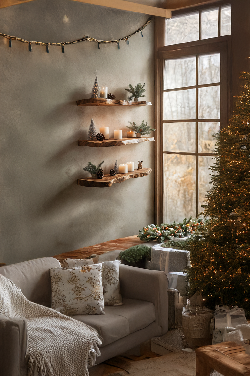 Mid Century Solid Wood Floating Shelf For Festive Furniture Decor
