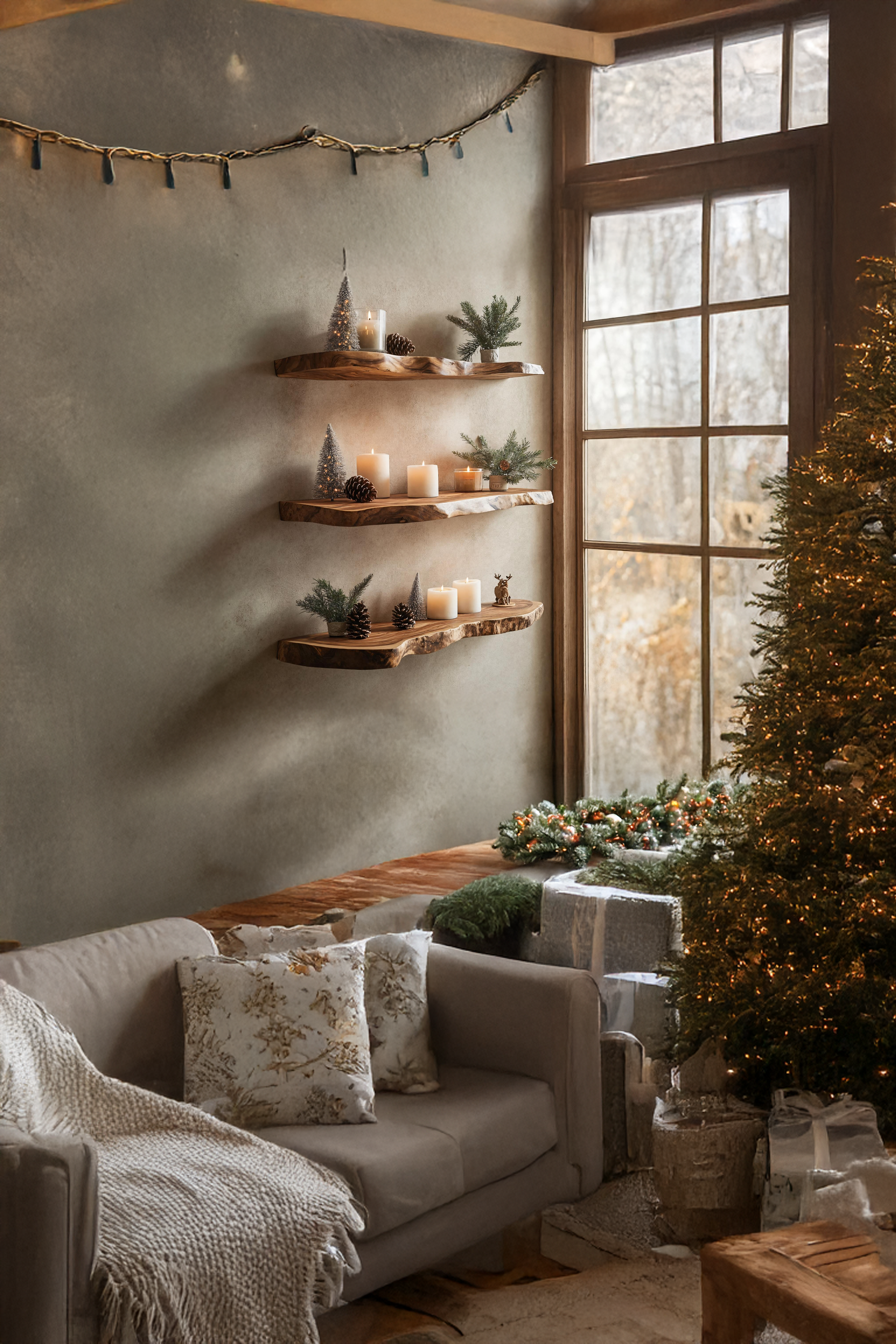 Mid Century Solid Wood Floating Shelf For Festive Furniture Decor