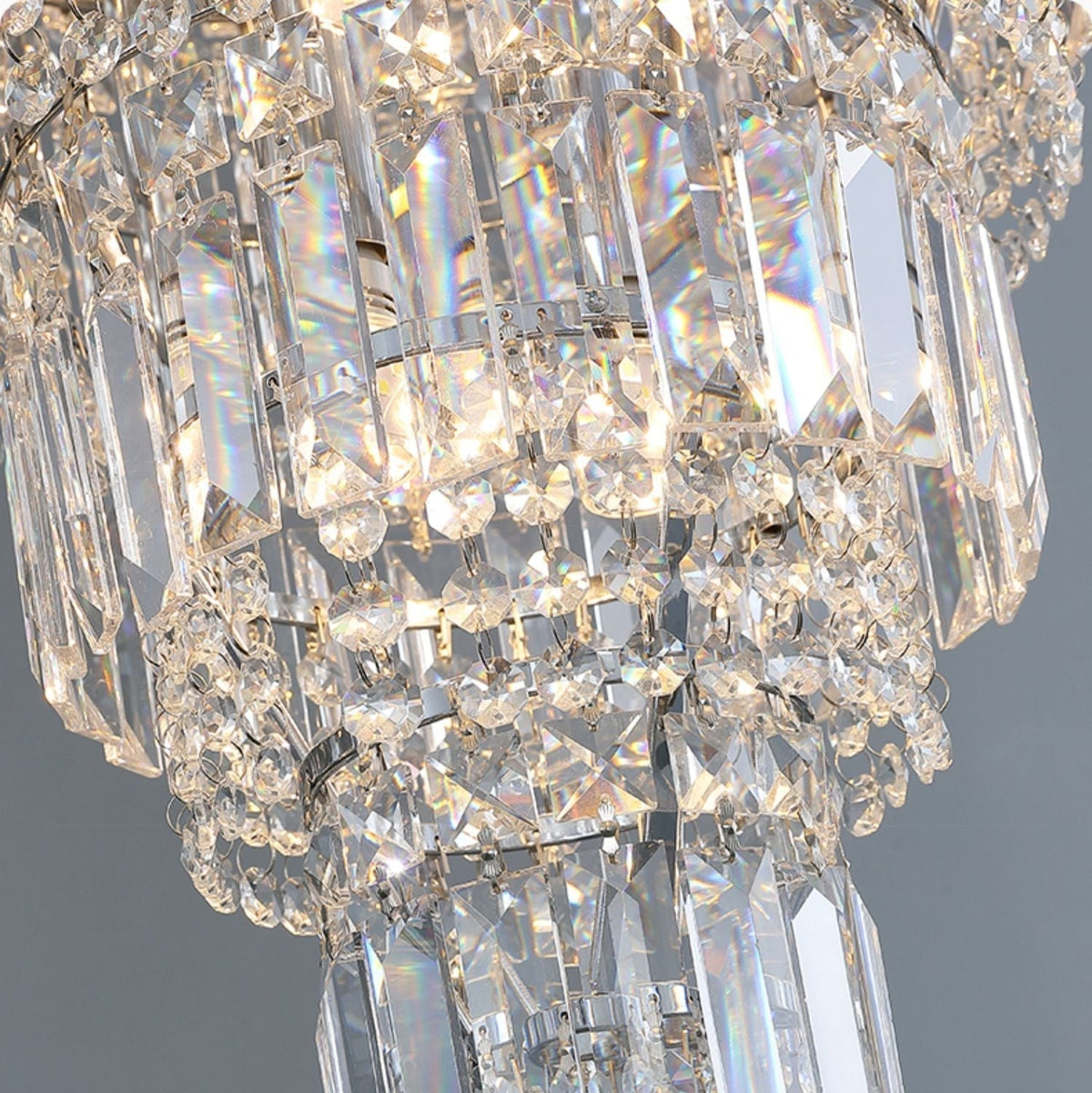 Chrome Extra Large Crystal Chandelier for Foyer Staircase Living Room Entrance Ceiling Light Fixture In Silver - D23.6"*H54.3"/ 23 LightsChromecasivra