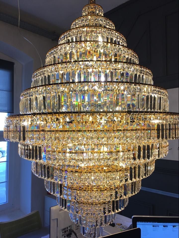 Chrome/ Silver/ Gold Extra Large Chandelier For Foyer Living Room Staircase Crystal Ceiling Lighting Fixture - D19.7"*H23.6"/ 10 LightsGoldWarm Lightcasivra